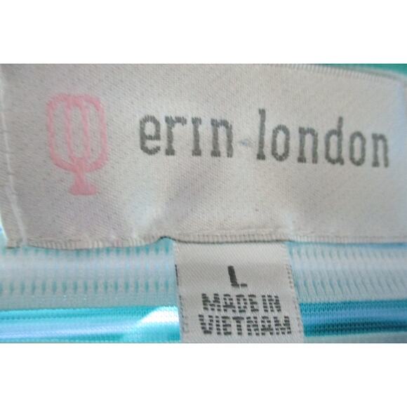 Erin London Women's Long Sleeve Semi Sheer Blue Striped Zip Jacket NWT Size Lg. - Picture 8 of 12